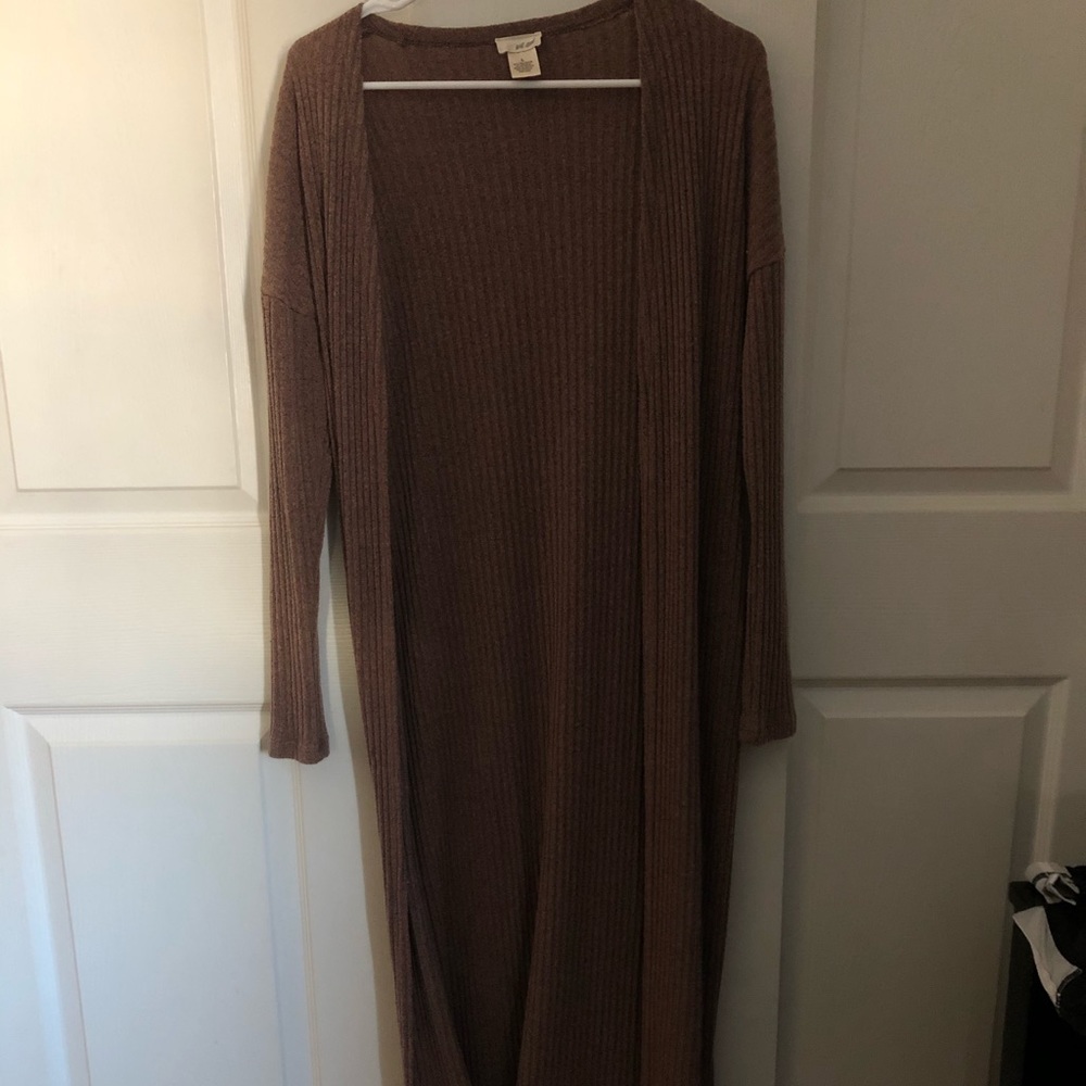 Wet Seal Long Cardigan Brown with Side Slits
